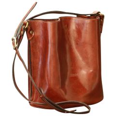Cowhide leather shoulder bag - Brown