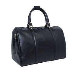Full grain leather duffle bag - black