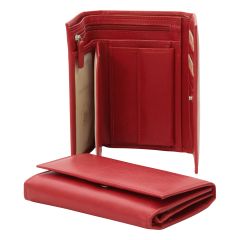 Leather wallet for women - red