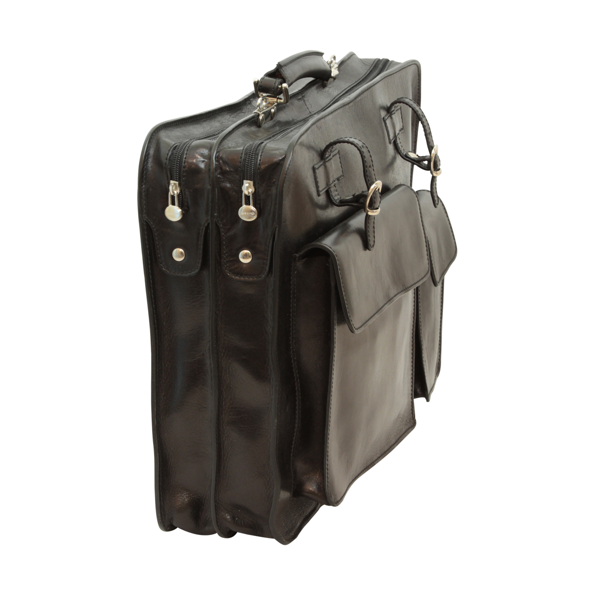 Leather Briefcase - Black | 006489NE UK | Old Angler Firenze