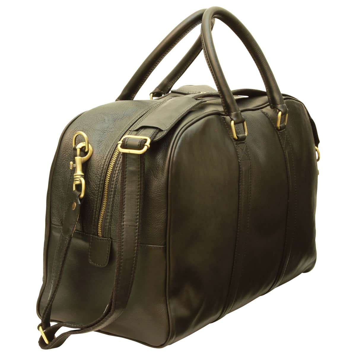 Soft Calfskin Leather Travel Bag - Black | 030591NE US | Old Angler Firenze