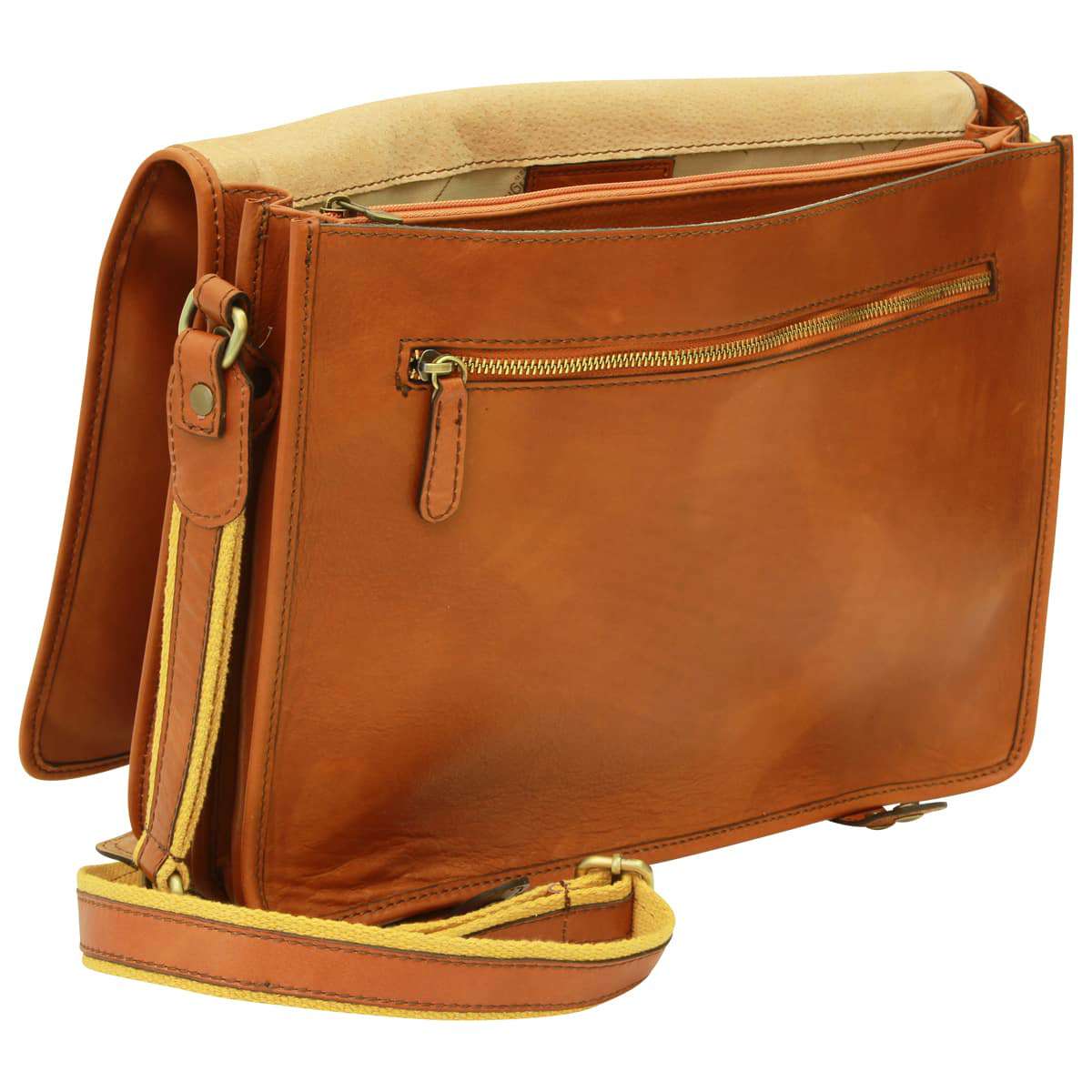 Calfskin Nappa Messenger Bag - Gold | 031391CO UK | Old Angler Firenze