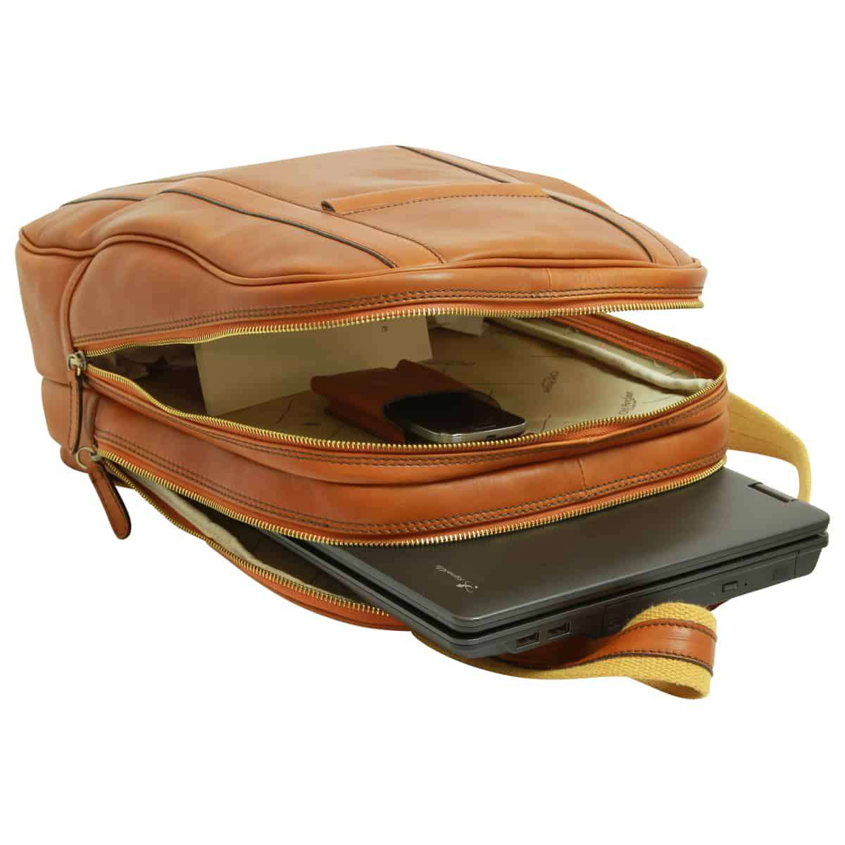 Soft Calfskin Leather Laptop Backpack - Gold | 031491CO UK | Old Angler Firenze