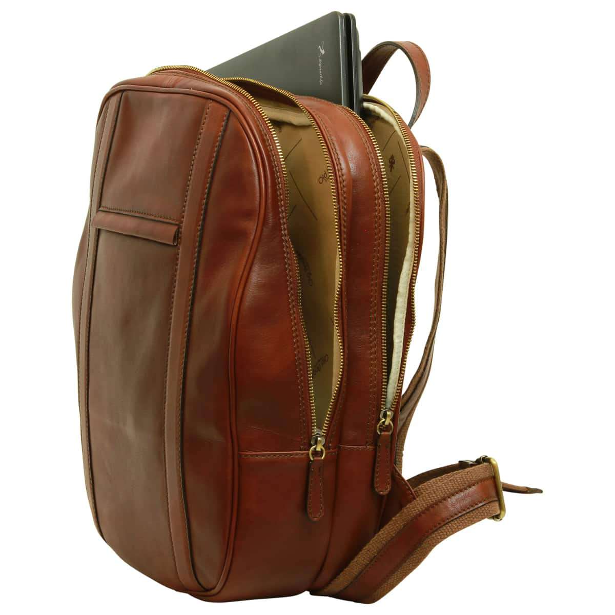 Soft Calfskin Leather Laptop Backpack - Brown | 031491MA UK | Old Angler Firenze