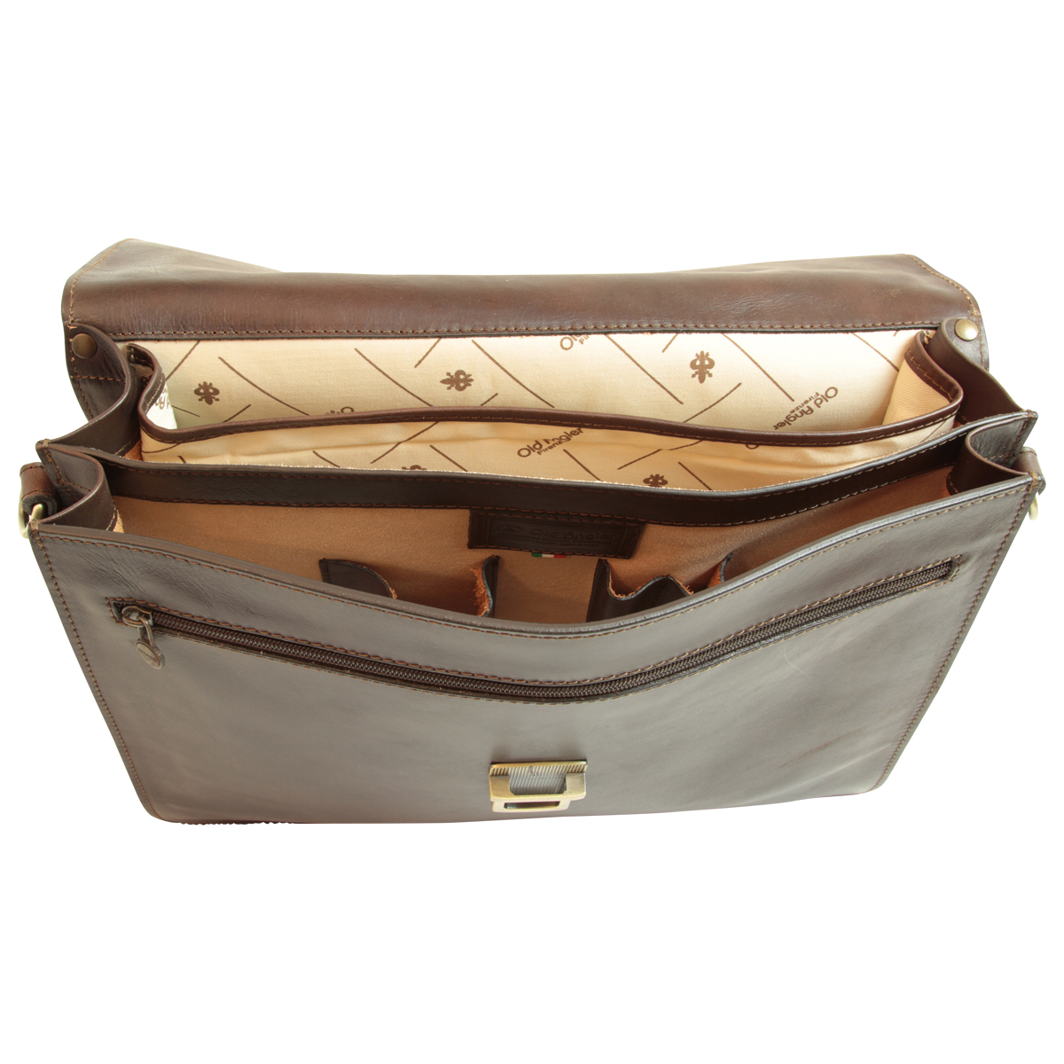 Leather Laptop Briefcase - Dark Brown | 052889TM US | Old Angler Firenze