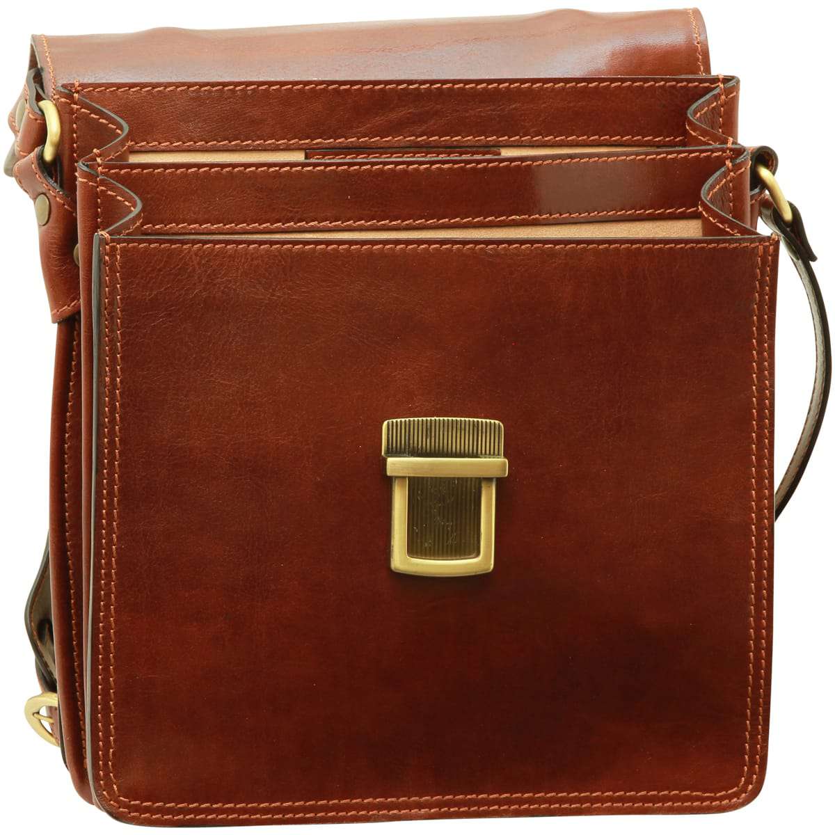 Leather Cross Body Satchel Bag - Brown | 056505MA | EURO | Old Angler Firenze