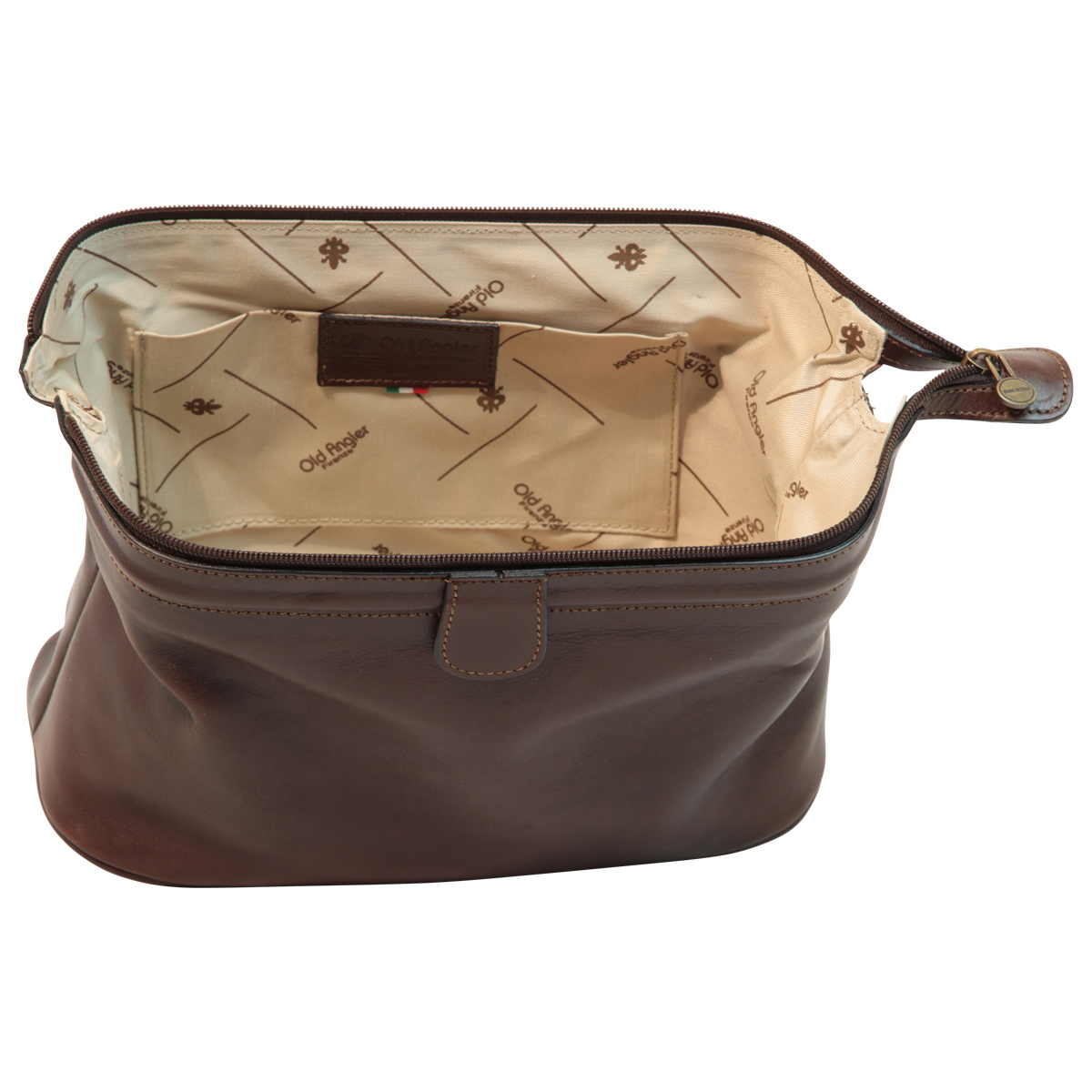Leather Beauty Case - Dark Brown | 065489TM | EURO | Old Angler Firenze