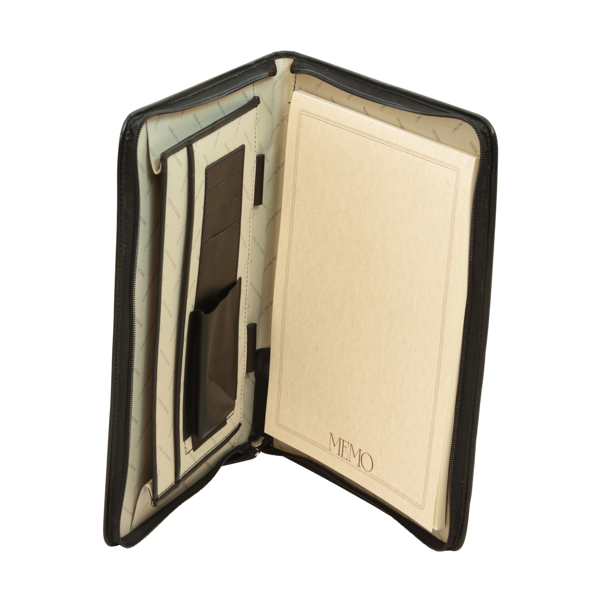 Calfskin Leather document case with zip pocke.- Black | 067589NE UK | Old Angler Firenze