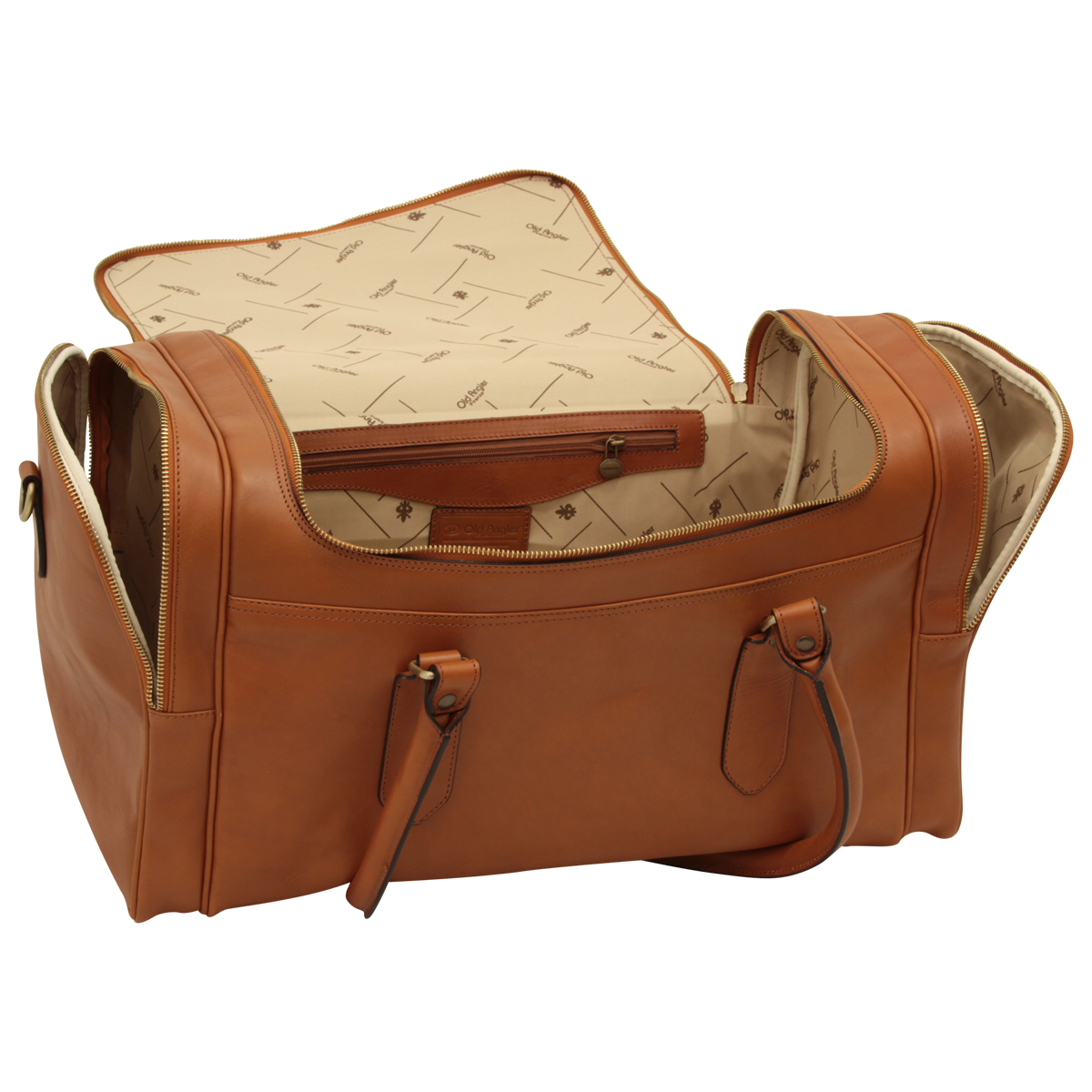 Round Metal Zip Leather Travel Bag - Brown Colonial | 077889CO US | Old Angler Firenze