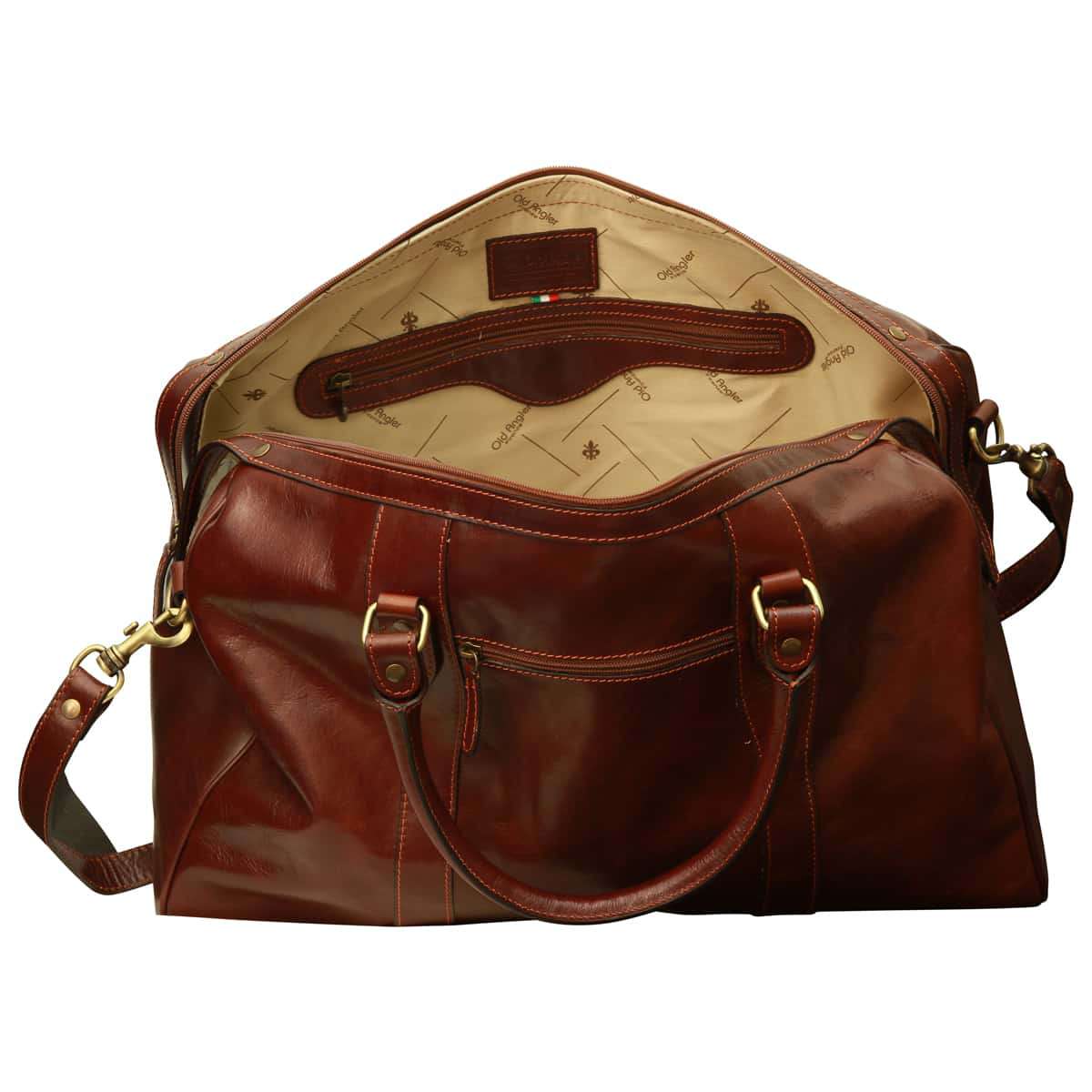 Travel Bag with shoulder strap - Brown | 108805MA | EURO | Old Angler Firenze