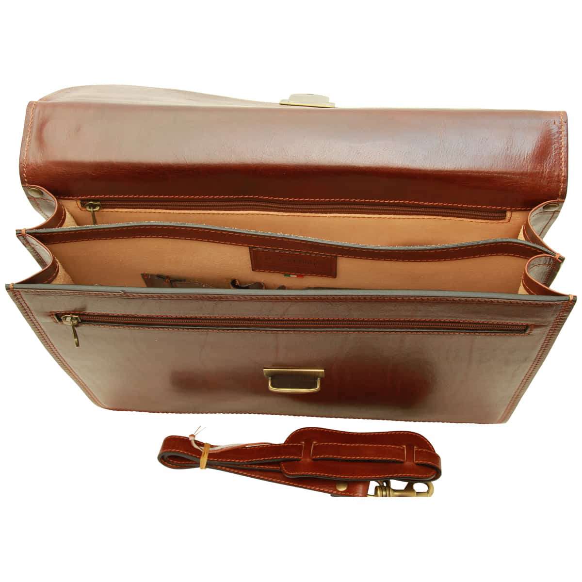Vachetta Leather Briefcase - Brown | 200105MA US | Old Angler Firenze