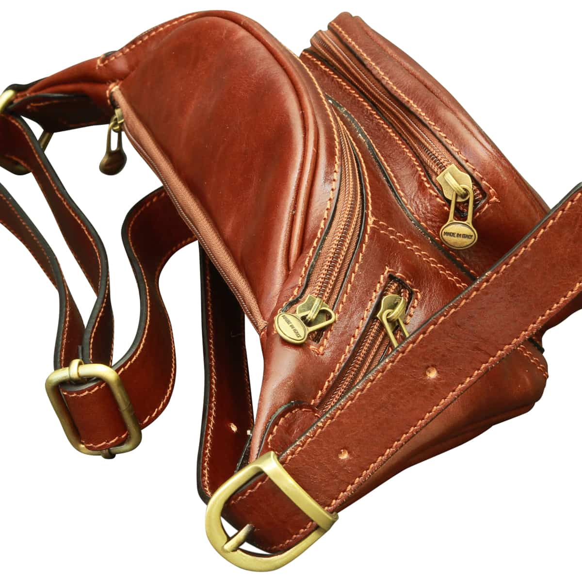 Leather Fanny Pack - Brown | 203005MA | EURO | Old Angler Firenze