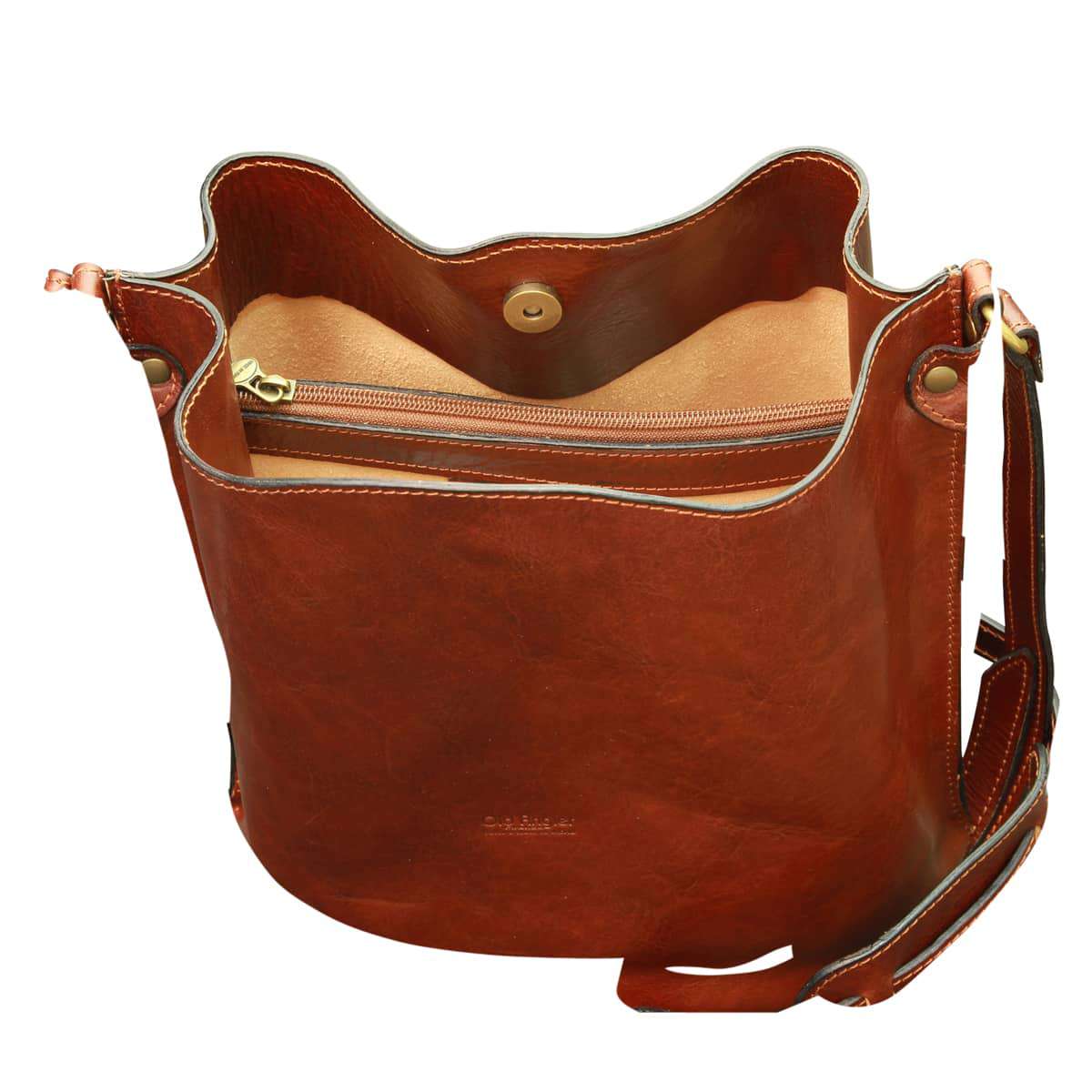 Cowhide leather shoulder bag - Brown | 205405MA | EURO | Old Angler Firenze