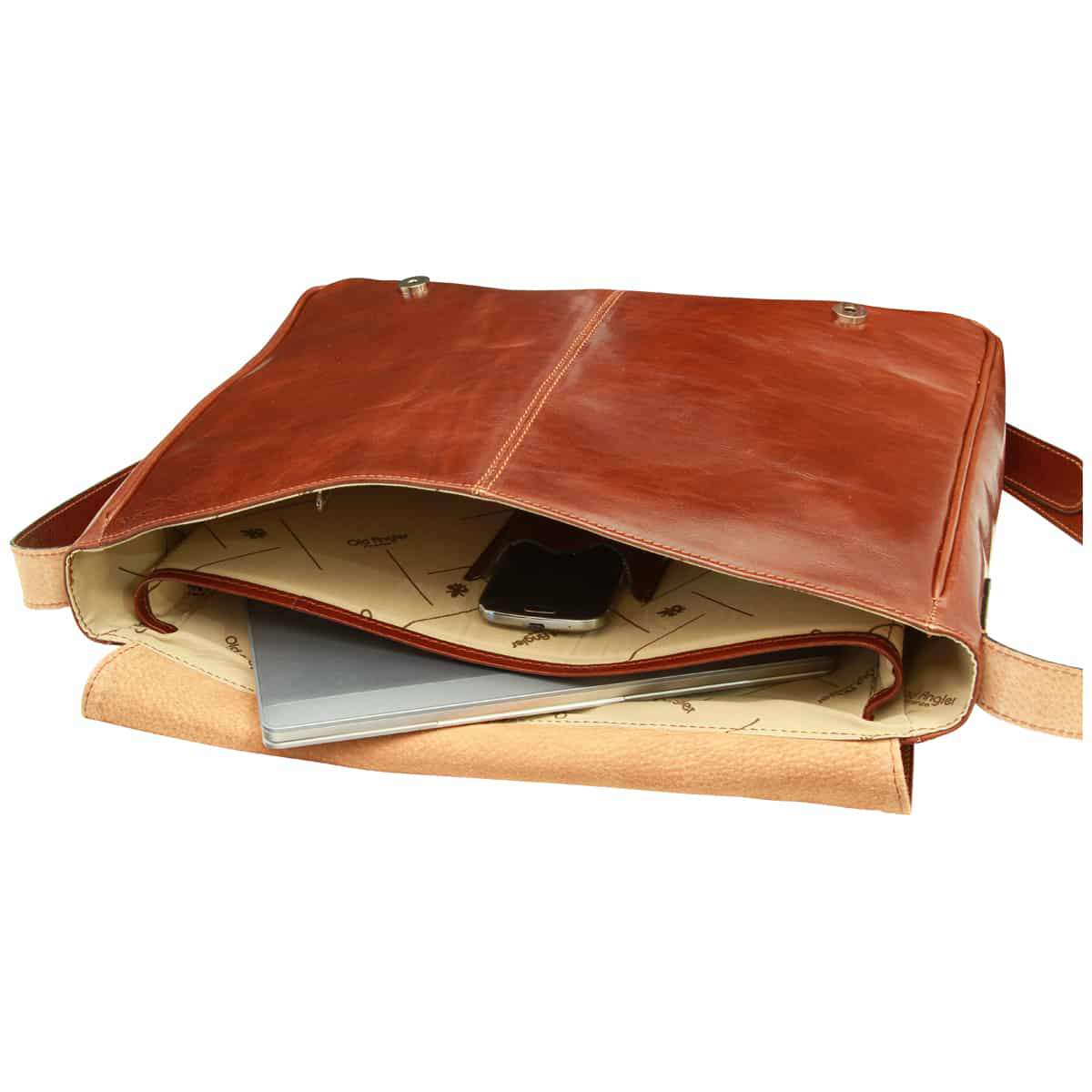 Cowhide Leather Messenger Bag - Brown | 213105MA US | Old Angler Firenze