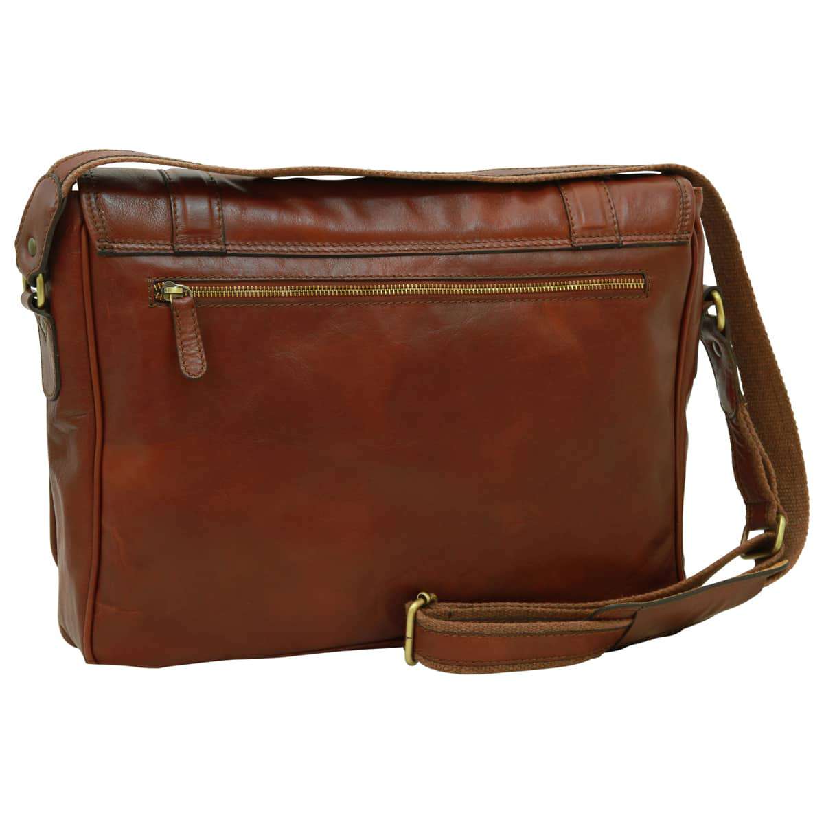 Soft Calfskin Leather Messenger Bag - Brown | 030491MA | EURO | Old Angler Firenze