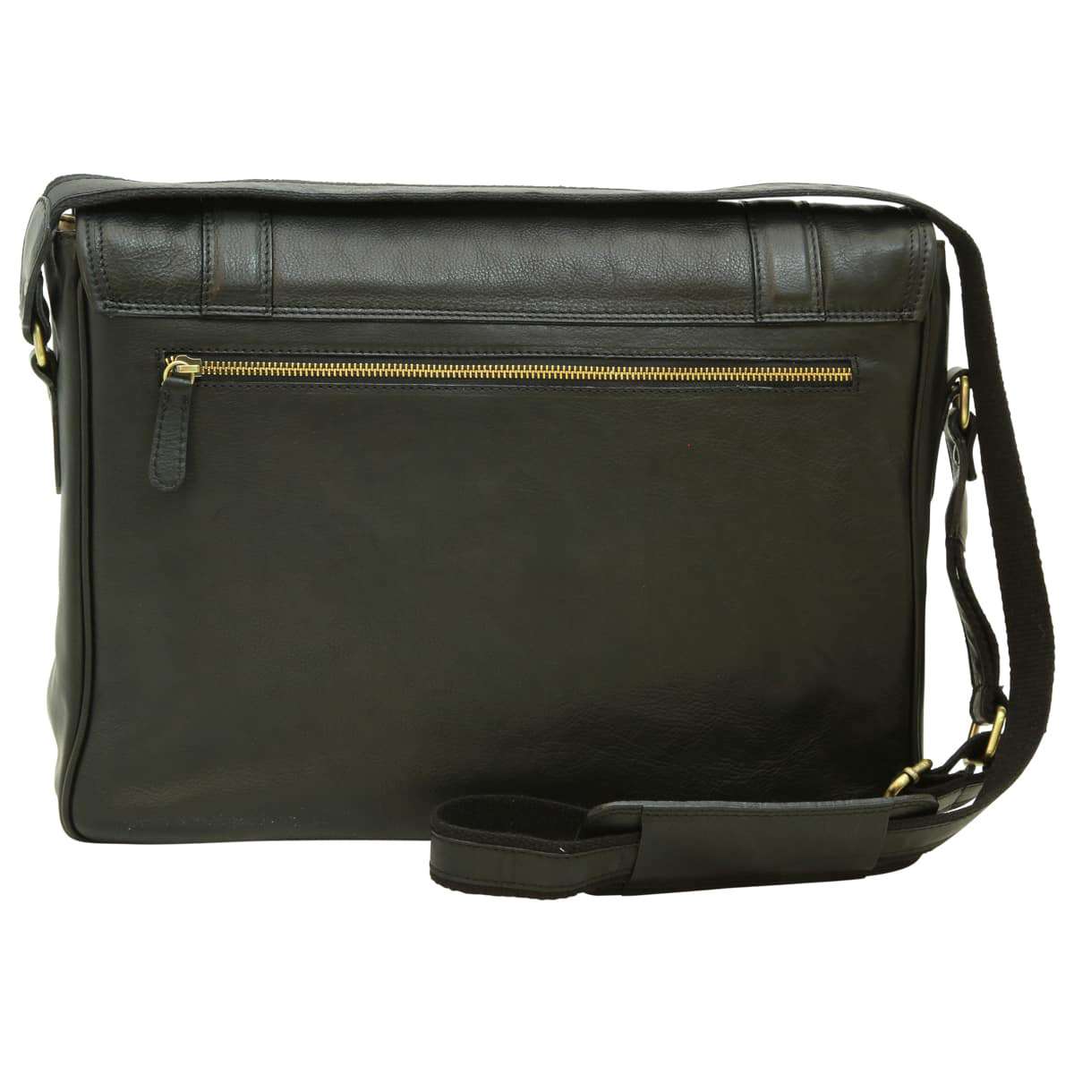 Soft Calfskin Leather Messenger Bag - Black | 030491NE US | Old Angler Firenze