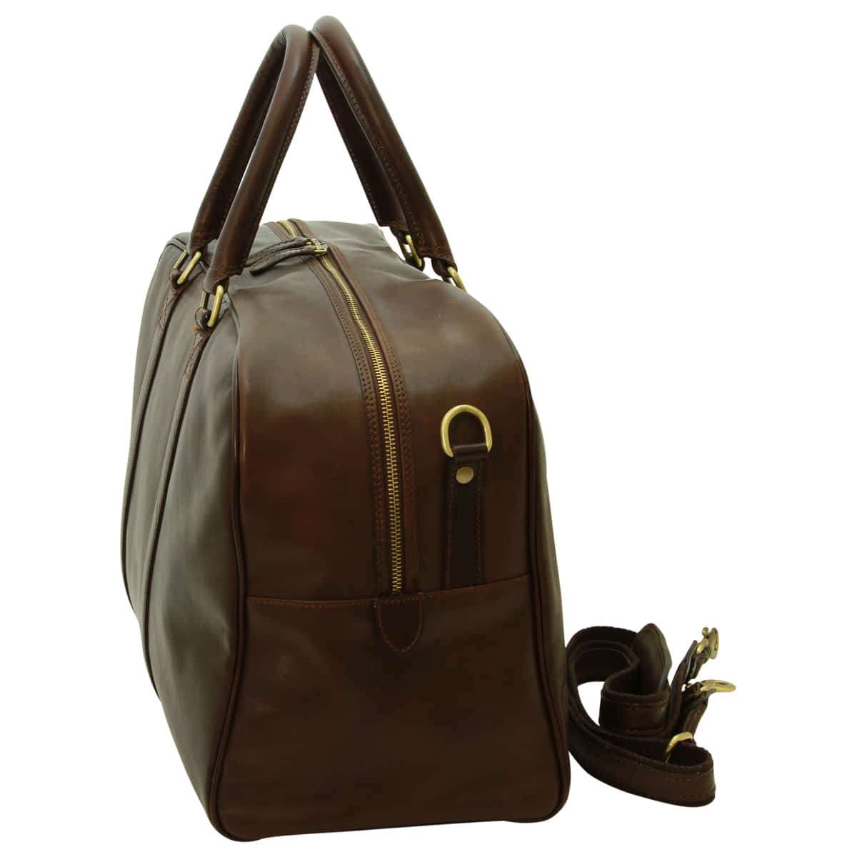Soft Calfskin Leather Travel Bag - Dark Brown | 030591TM | EURO | Old Angler Firenze