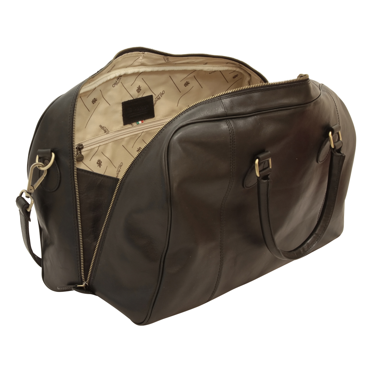 Leather Duffel Bag - Black | 404289NE UK | Old Angler Firenze