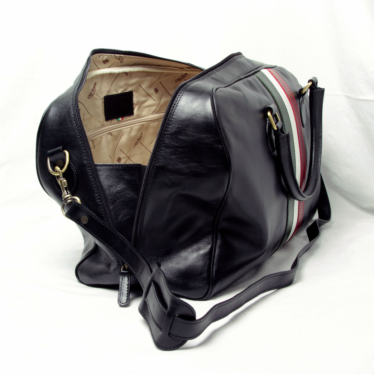 Full grain leather duffle bag - black|404889NE|Old Angler Firenze