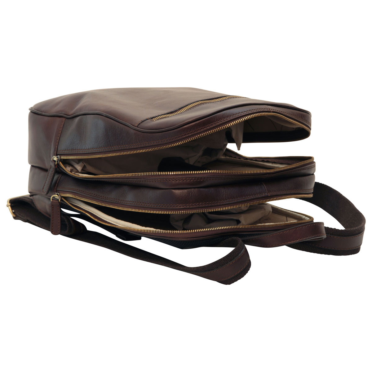 Leather backpack with exterior zip pockets - Dark Brown | 408089TM US | Old Angler Firenze