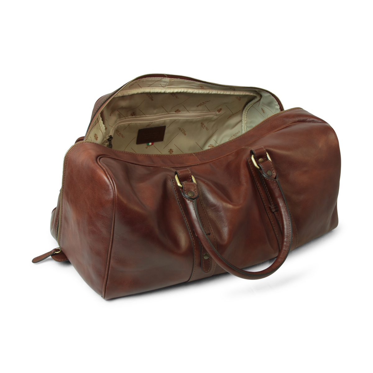 Full grain Leather travel bag - brown|408489MA|Old Angler Firenze