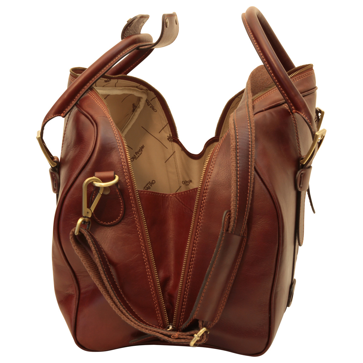 Cowhide leather duffel bag - Brown | 410889MA UK | Old Angler Firenze