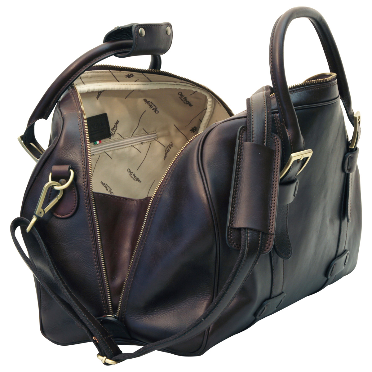 Cowhide leather duffel bag - Dark Brown | 410889TM | EURO | Old Angler Firenze