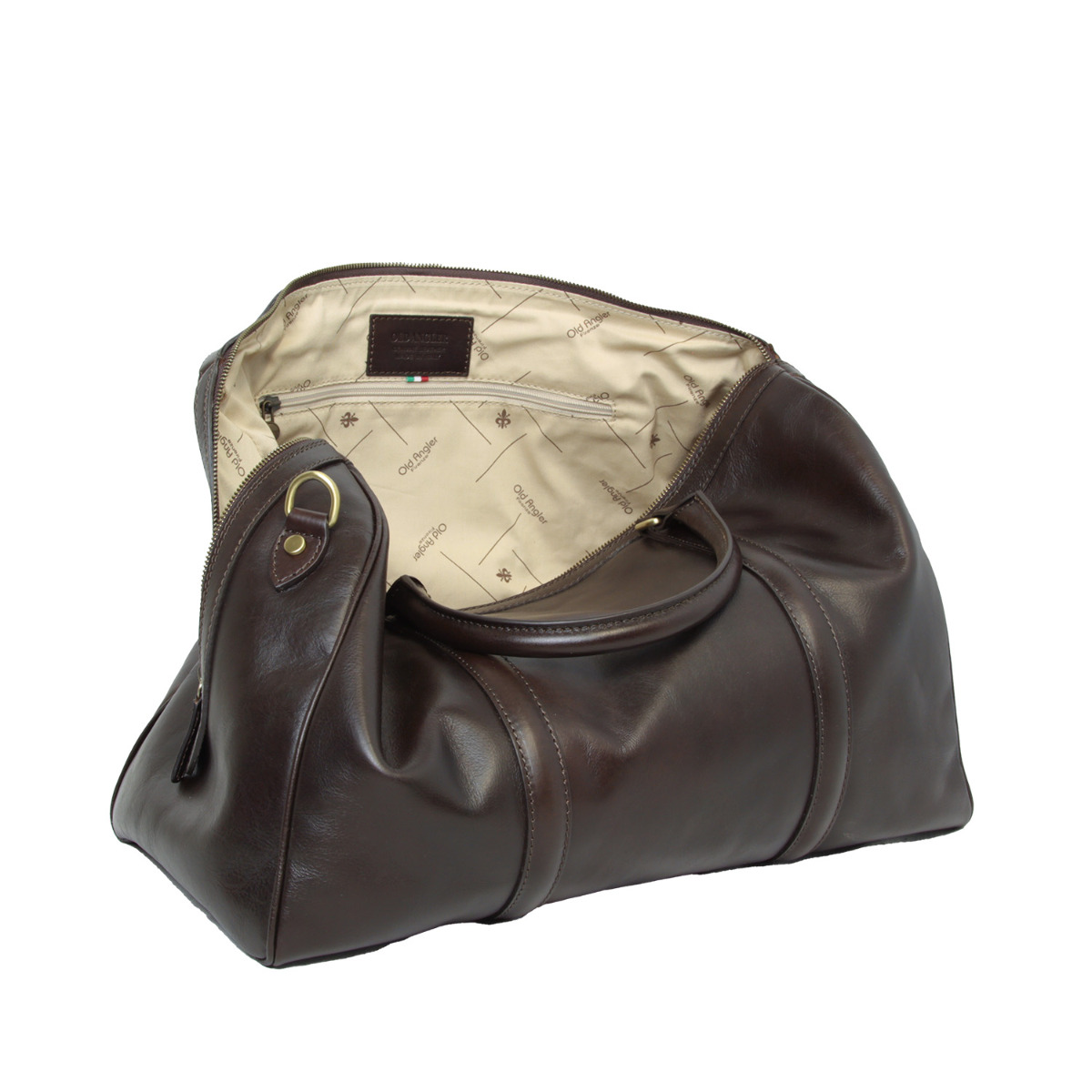 Full grain leather duffle bag - dark brown|412789TM|Old Angler Firenze