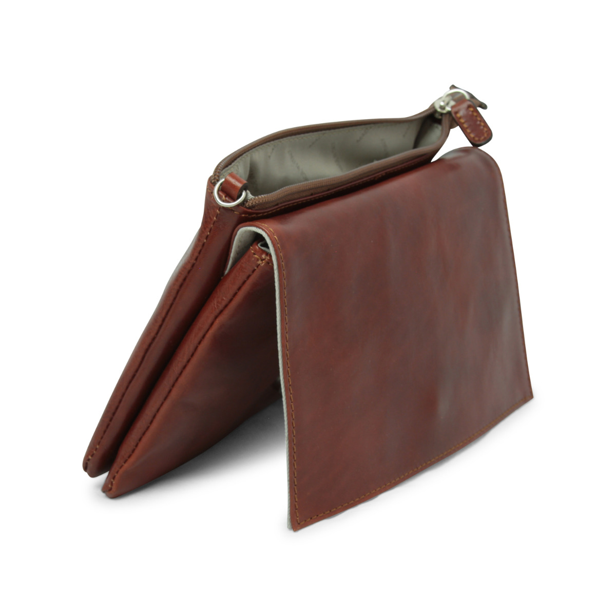 Full grain leather shoulder bag - brown|413293MA|Old Angler Firenze