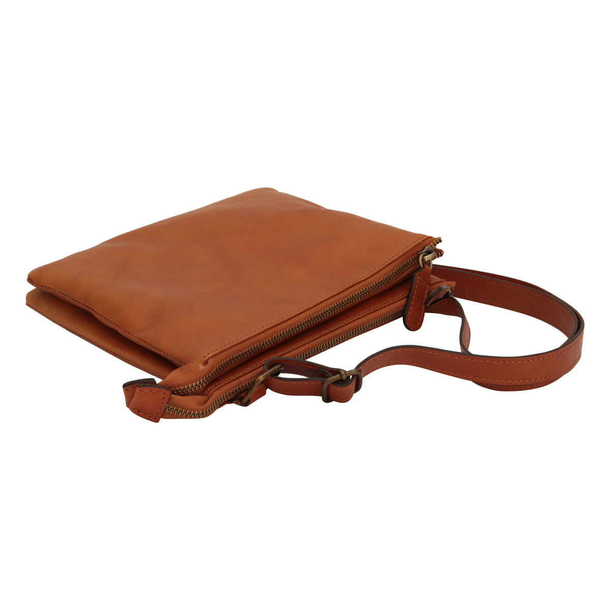 Full grain calfskin shoulder bag - brown colonial | 413489CO | EURO | Old Angler Firenze