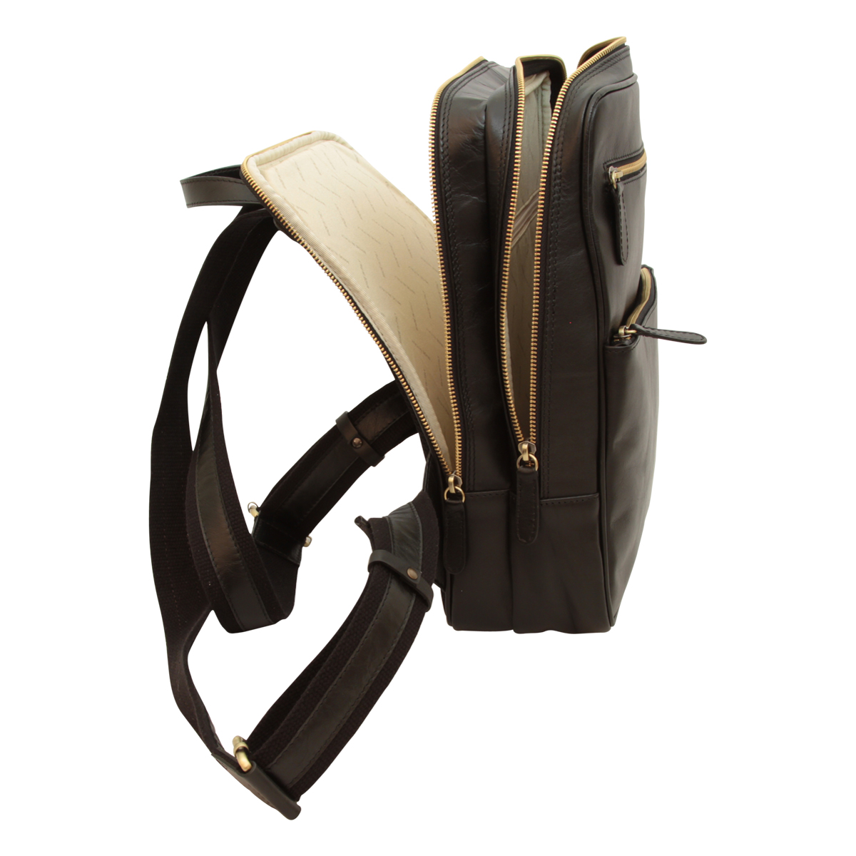 Leather backpack - black|413589NE|Old Angler Firenze