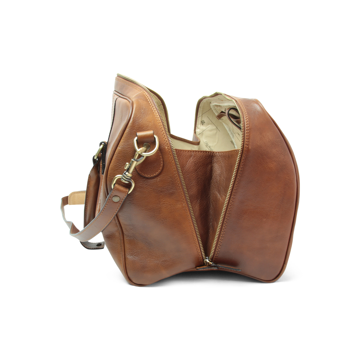 Full grain leather travel bag - chestnut|414861CA|Old Angler Firenze
