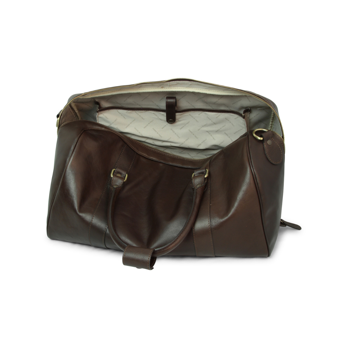 Full grain leather travel bag - dark brown|414891TM|Old Angler Firenze