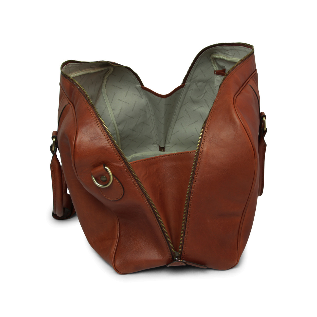 Full grain leather large travel bag - brown *|414991ma|Old Angler Firenze