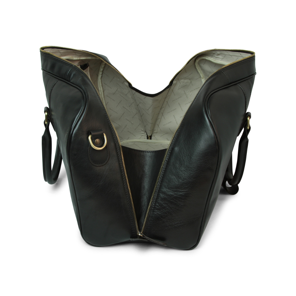 Full grain leather large travel bag - black|414991NE|Old Angler Firenze
