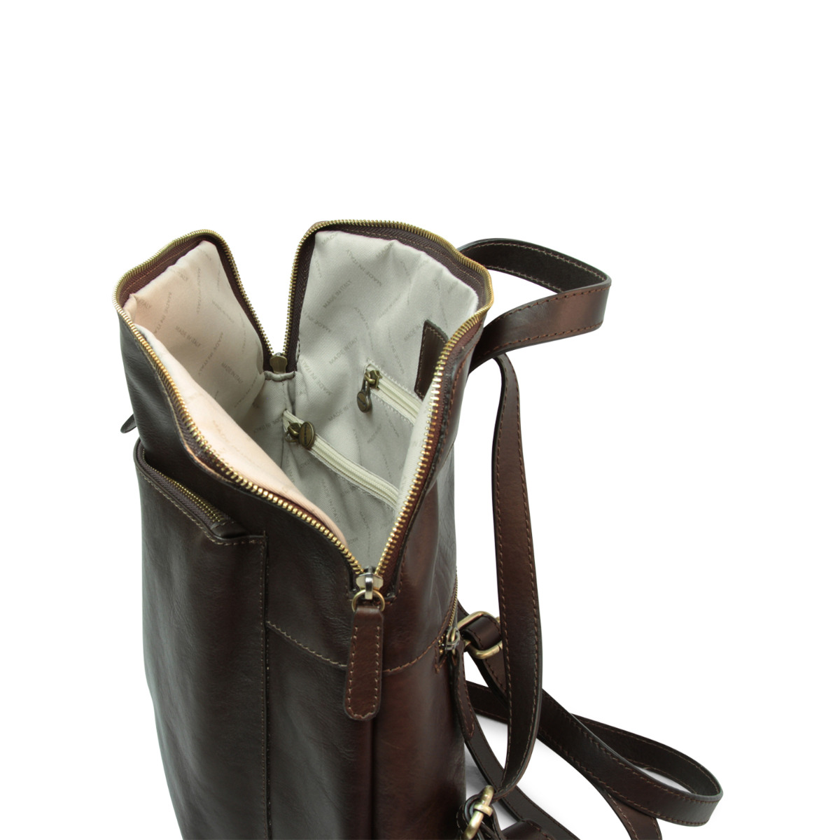 Full grain leather backpack - dark brown|415791TM|Old Angler Firenze