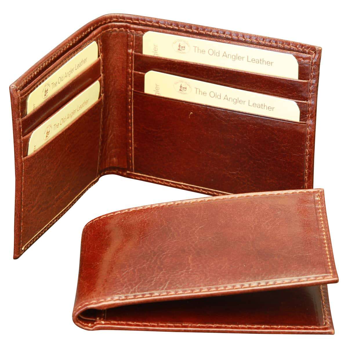 Bifold wallet with RFID blocking technology - Brown | 802605MA | EURO | Old Angler Firenze
