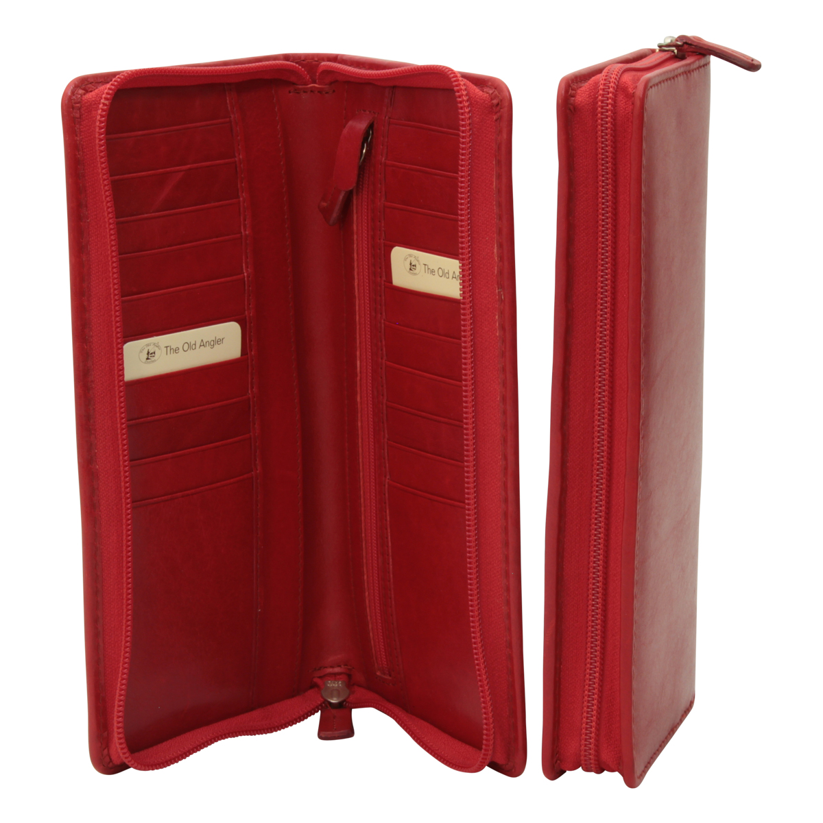 Leather travel wallet-red | 506489RO | EURO | Old Angler Firenze