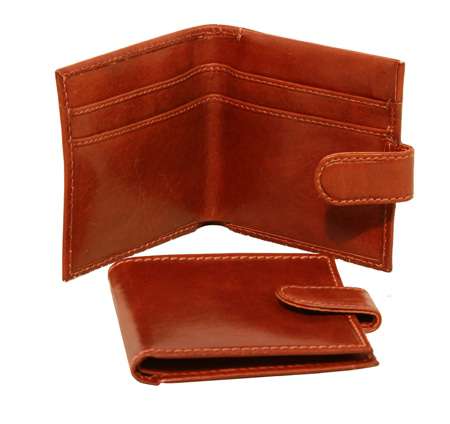 Men's Bifold Leather Wallet with snap closure - Brown | 508105MA US | Old Angler Firenze
