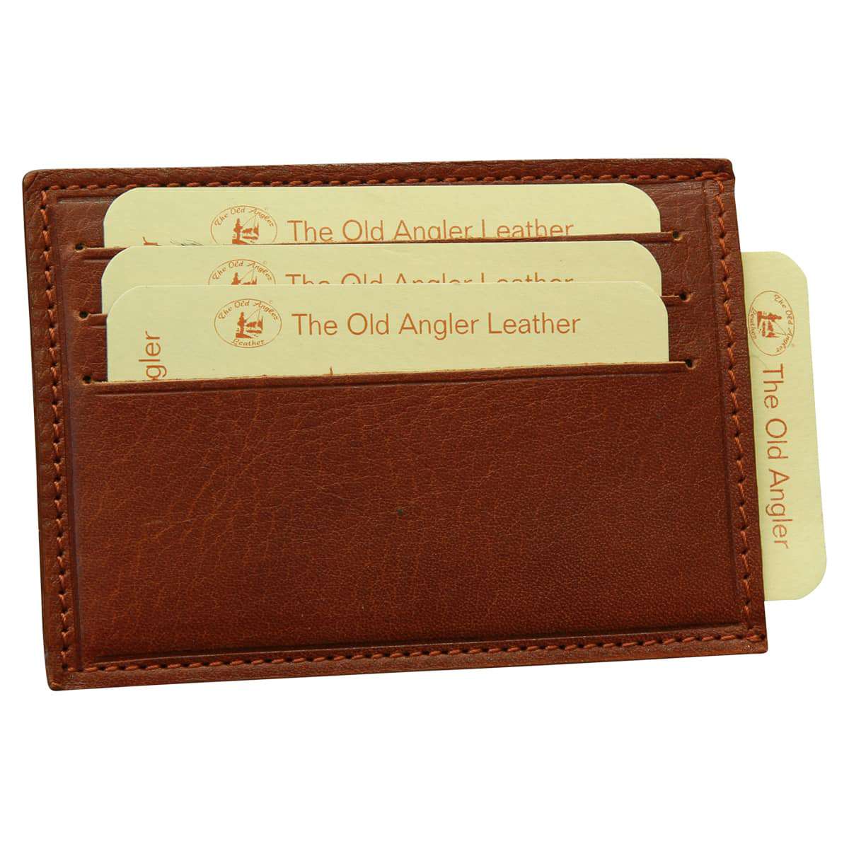 Leather card holder with paperweight spring - Brown | 552105MA | EURO | Old Angler Firenze