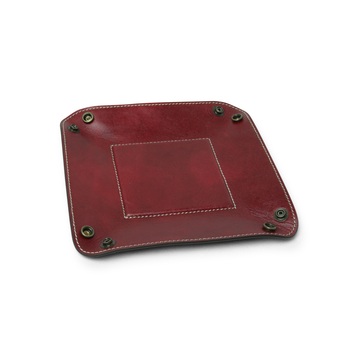 Full grain leather valet tray - red|755589RO|Old Angler Firenze