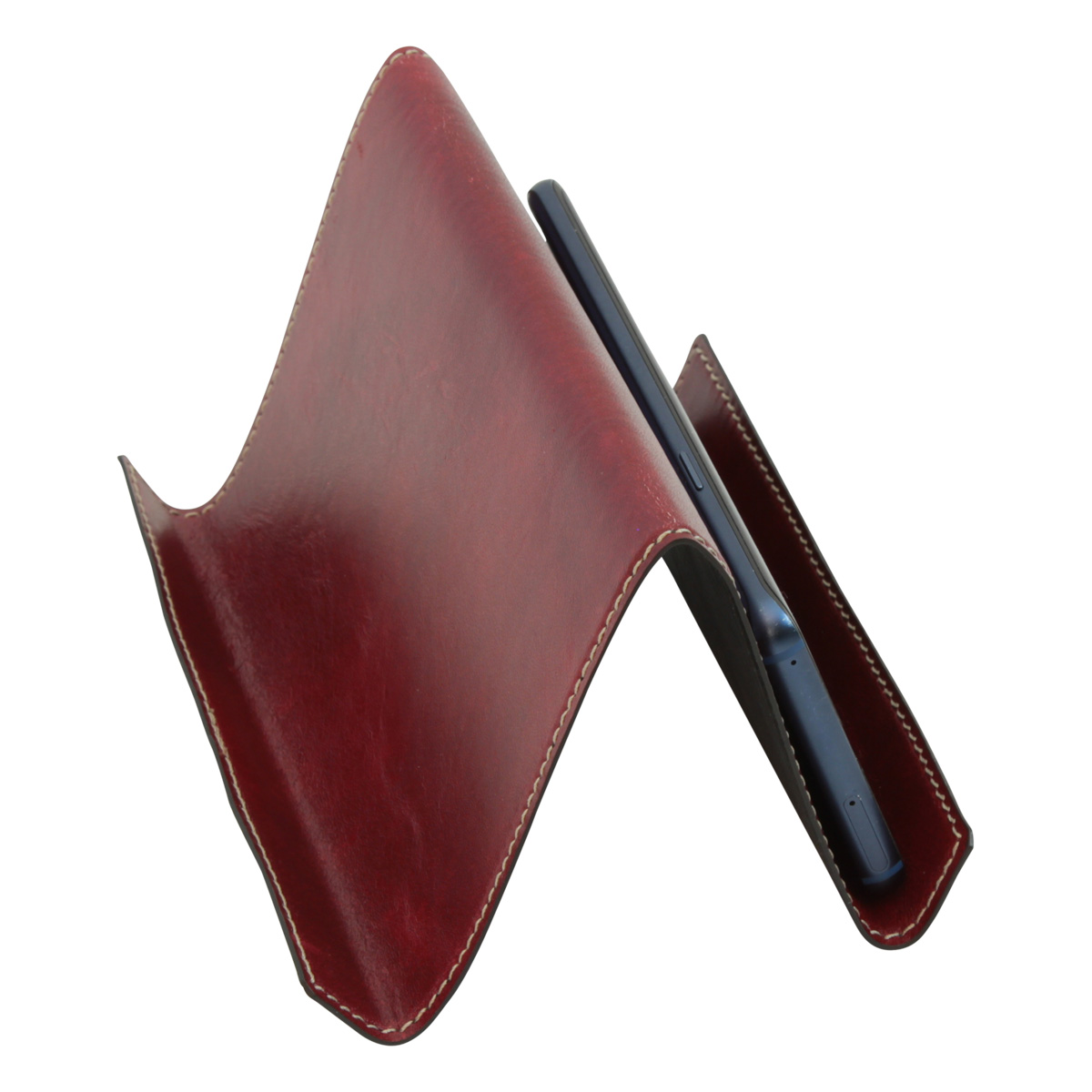 Leather ipad and iphone stand - red | 764089RO US | Old Angler Firenze
