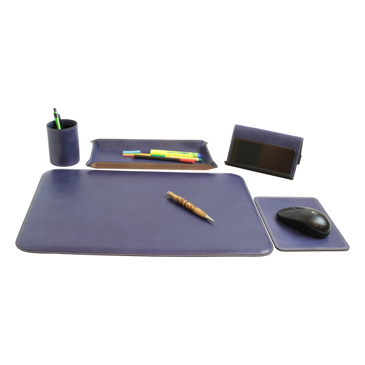 Leather desk kit - 5 pcs  | 769089CB US | Old Angler Firenze