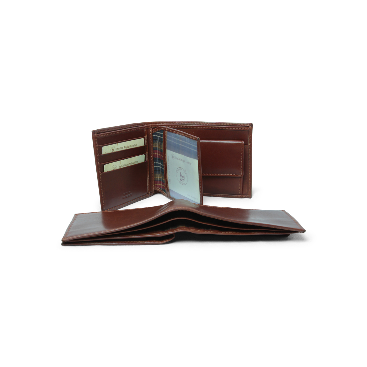 Leather bifold wallet with RFID - brown|802993MA|Old Angler Firenze